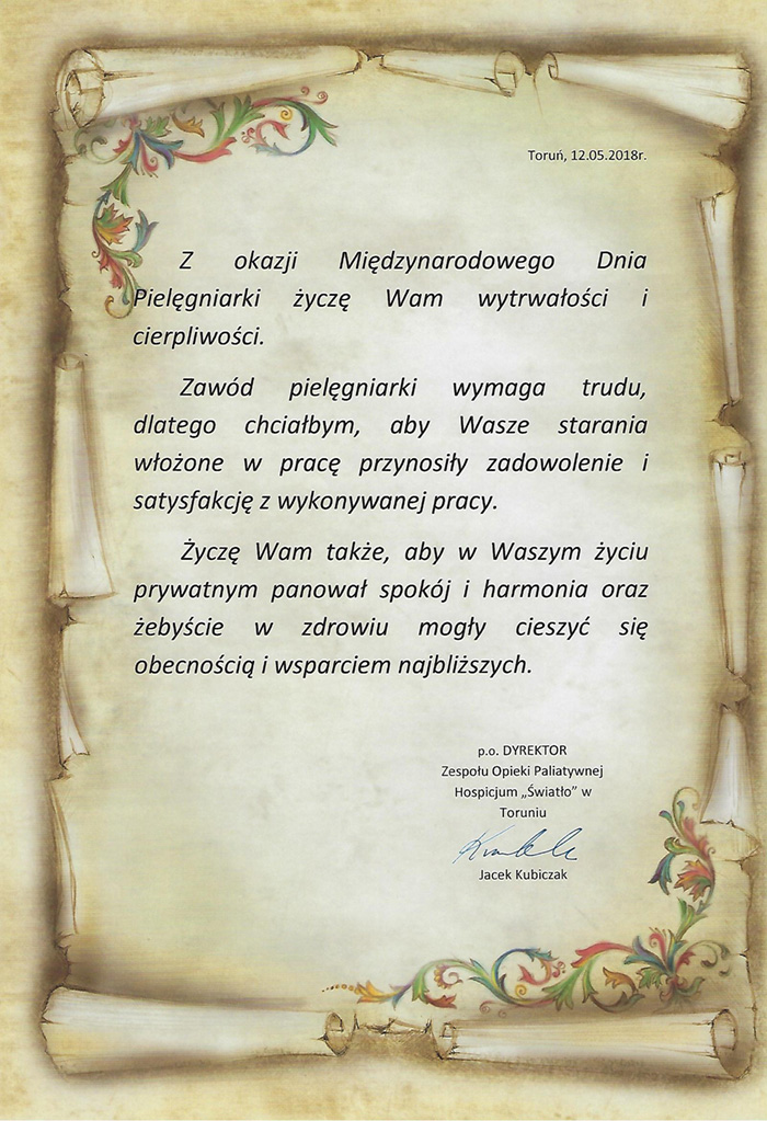 Życzenia z okazji Dnia Pielęgniarek