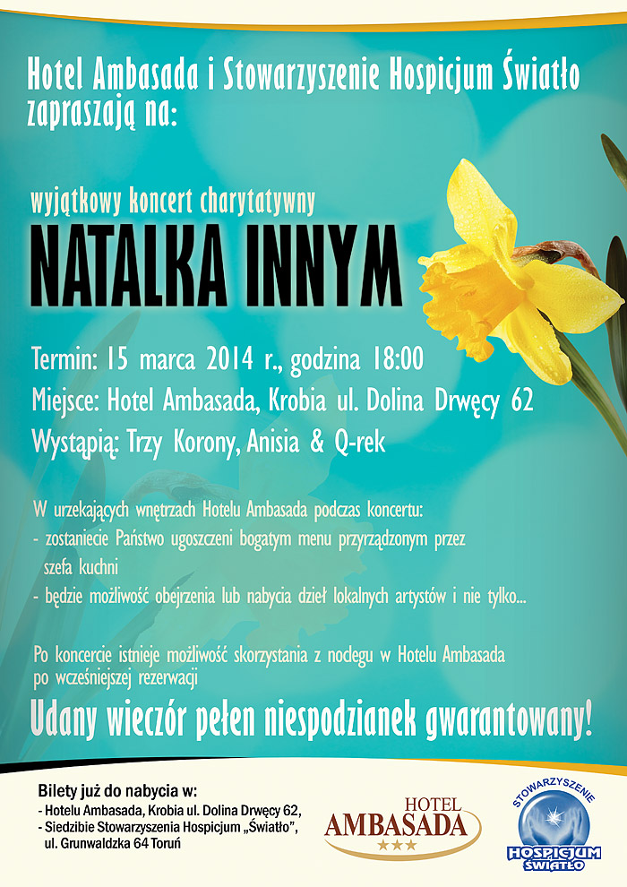 Plakat koncertu charytatywnego Natalka Innym